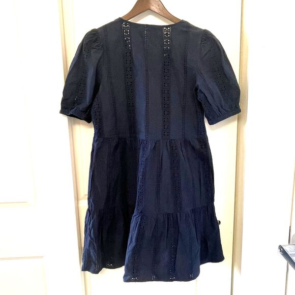 Time and Tru Women's Blue Eyelet with Puff Sleeves Mini Dress Sizes XS - Picture 3 of 9